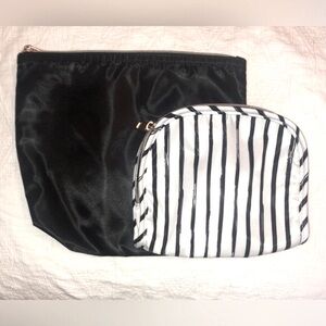 Set of 2 Satin Target cosmetic bags with gold tone zipper closures Black…